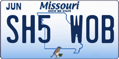 MO license plate SH5W0B