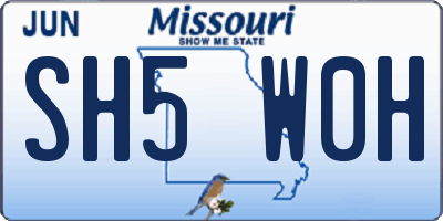 MO license plate SH5W0H