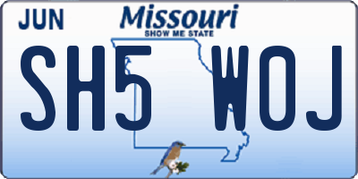 MO license plate SH5W0J
