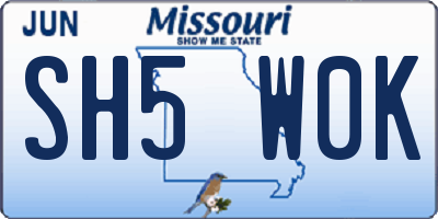 MO license plate SH5W0K