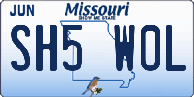 MO license plate SH5W0L