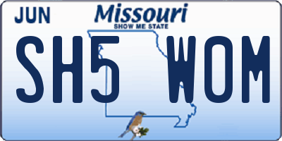 MO license plate SH5W0M