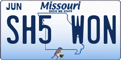 MO license plate SH5W0N