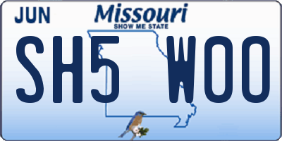 MO license plate SH5W0O