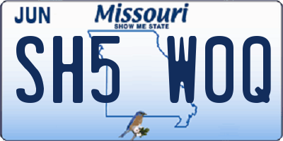MO license plate SH5W0Q