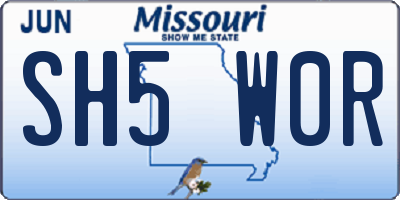 MO license plate SH5W0R