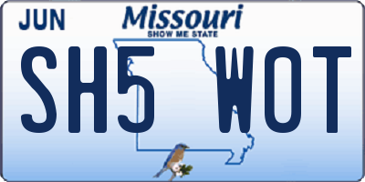 MO license plate SH5W0T