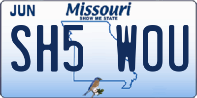 MO license plate SH5W0U