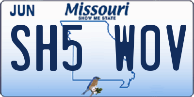 MO license plate SH5W0V