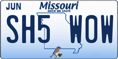 MO license plate SH5W0W