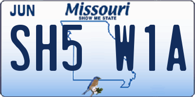 MO license plate SH5W1A