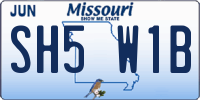 MO license plate SH5W1B
