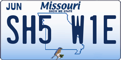MO license plate SH5W1E