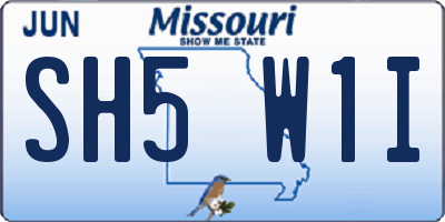MO license plate SH5W1I