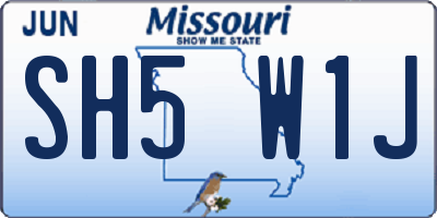 MO license plate SH5W1J