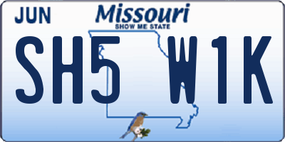 MO license plate SH5W1K