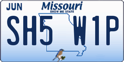 MO license plate SH5W1P