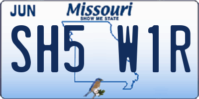 MO license plate SH5W1R