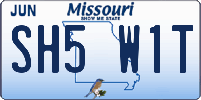 MO license plate SH5W1T