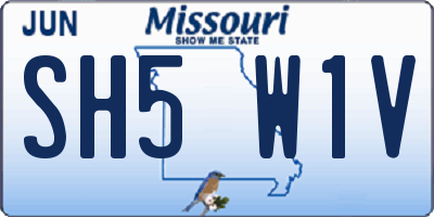 MO license plate SH5W1V