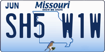 MO license plate SH5W1W