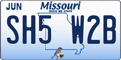 MO license plate SH5W2B