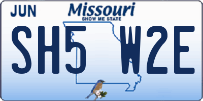 MO license plate SH5W2E