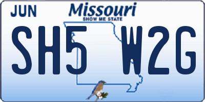 MO license plate SH5W2G