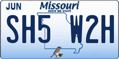 MO license plate SH5W2H