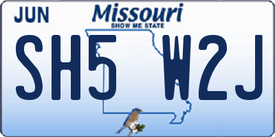 MO license plate SH5W2J