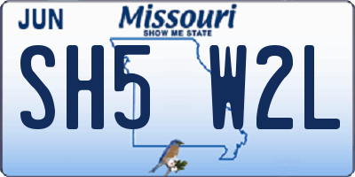 MO license plate SH5W2L