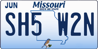 MO license plate SH5W2N