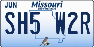 MO license plate SH5W2R