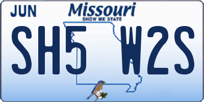 MO license plate SH5W2S