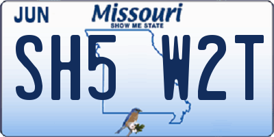 MO license plate SH5W2T