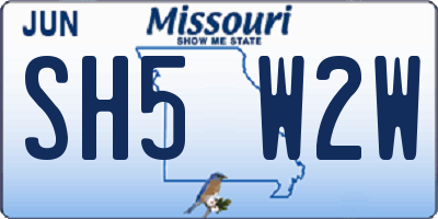 MO license plate SH5W2W