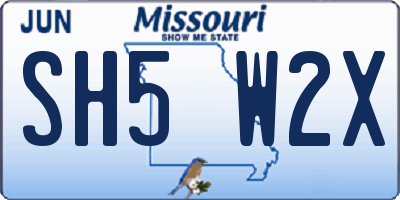 MO license plate SH5W2X