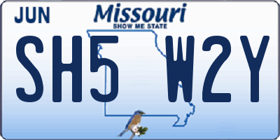 MO license plate SH5W2Y