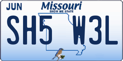 MO license plate SH5W3L