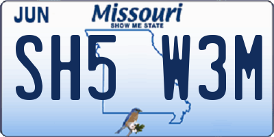 MO license plate SH5W3M