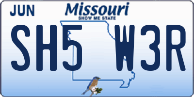 MO license plate SH5W3R