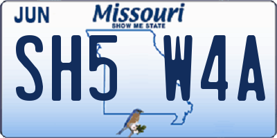 MO license plate SH5W4A