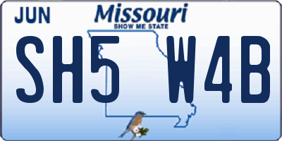 MO license plate SH5W4B