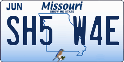 MO license plate SH5W4E