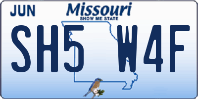 MO license plate SH5W4F