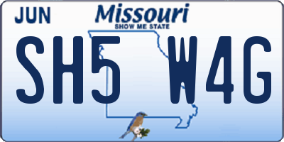 MO license plate SH5W4G