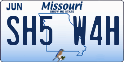 MO license plate SH5W4H