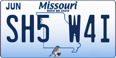 MO license plate SH5W4I