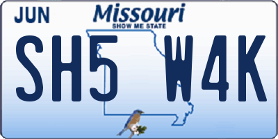 MO license plate SH5W4K