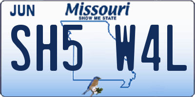 MO license plate SH5W4L